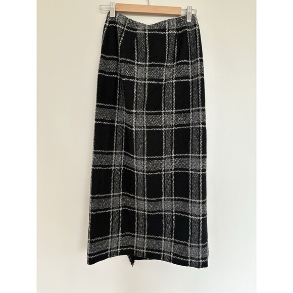 TALBOTS Wool Blend Long Wrap Maxi Skirt Plaid Italian Size 4 - Picture 5 of 7